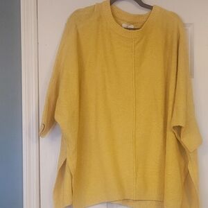 Lou & Grey Yellow Oversized Dolman Sleeve Sweater Tunic Lenth Size XS/S NWT